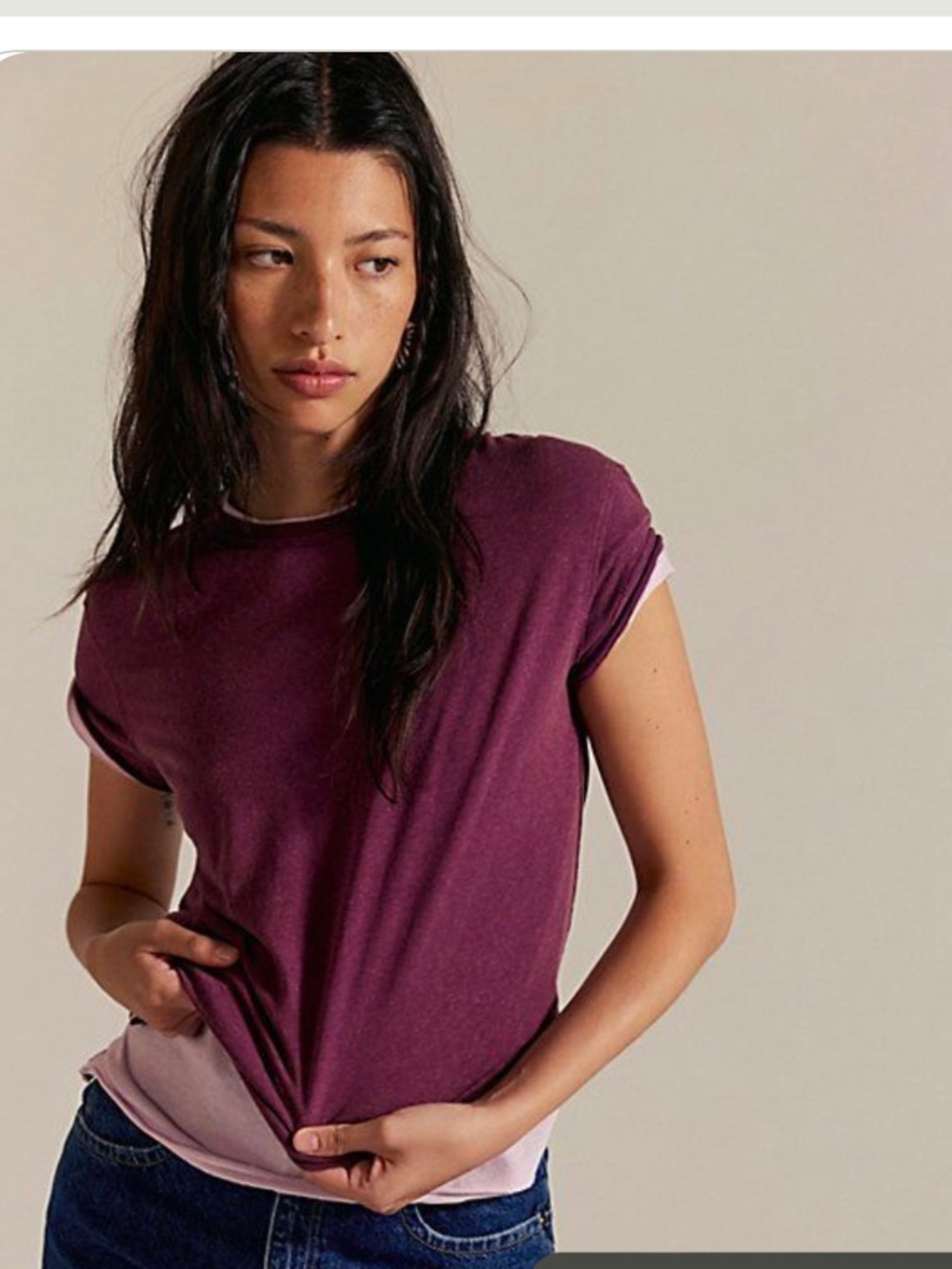Free People We The Free Nova Tee  Violet Siren Size Medium